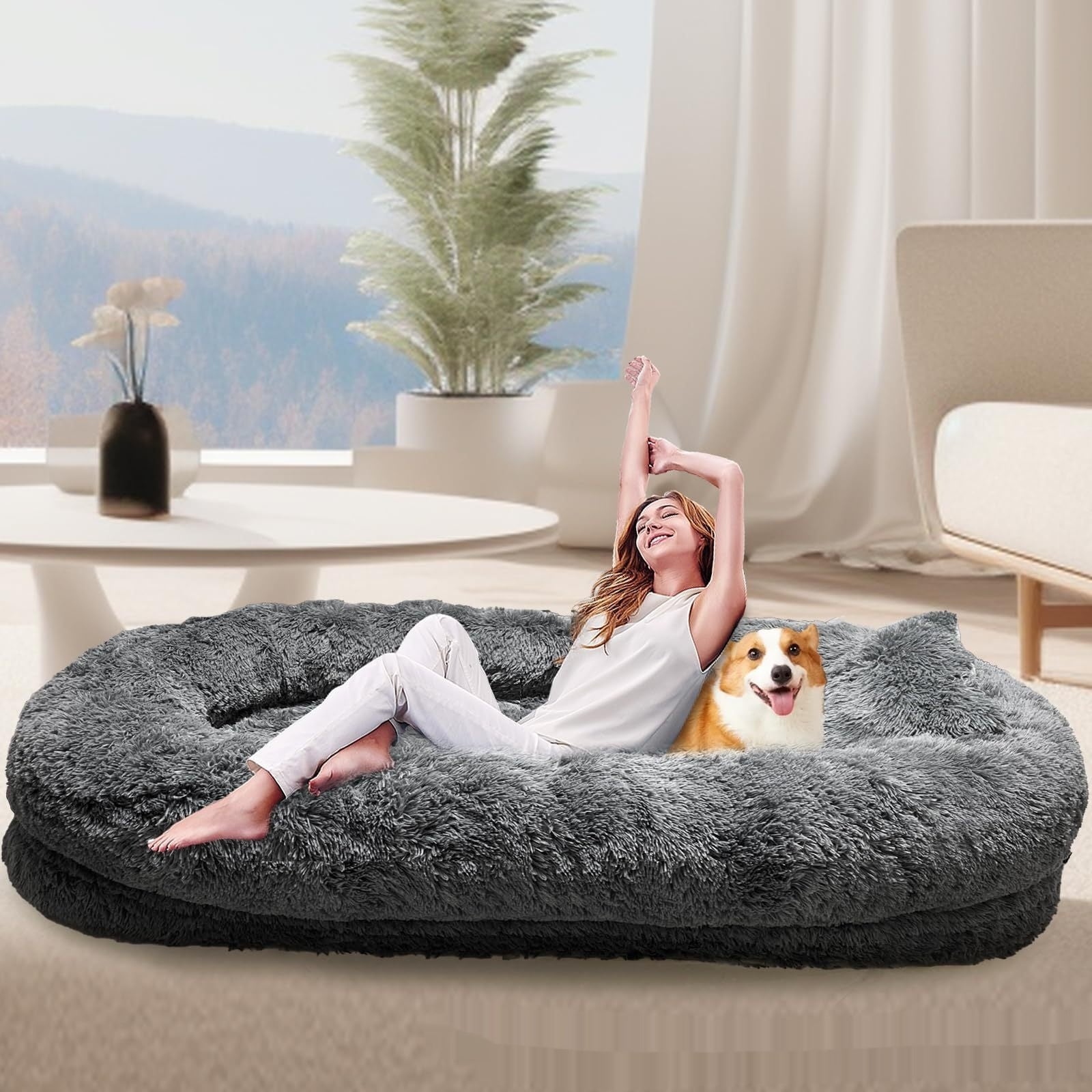 QUEEN BED AND PLUSH SOFA
